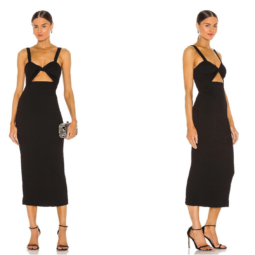 Simone fitted Elegant Black Midi Dress